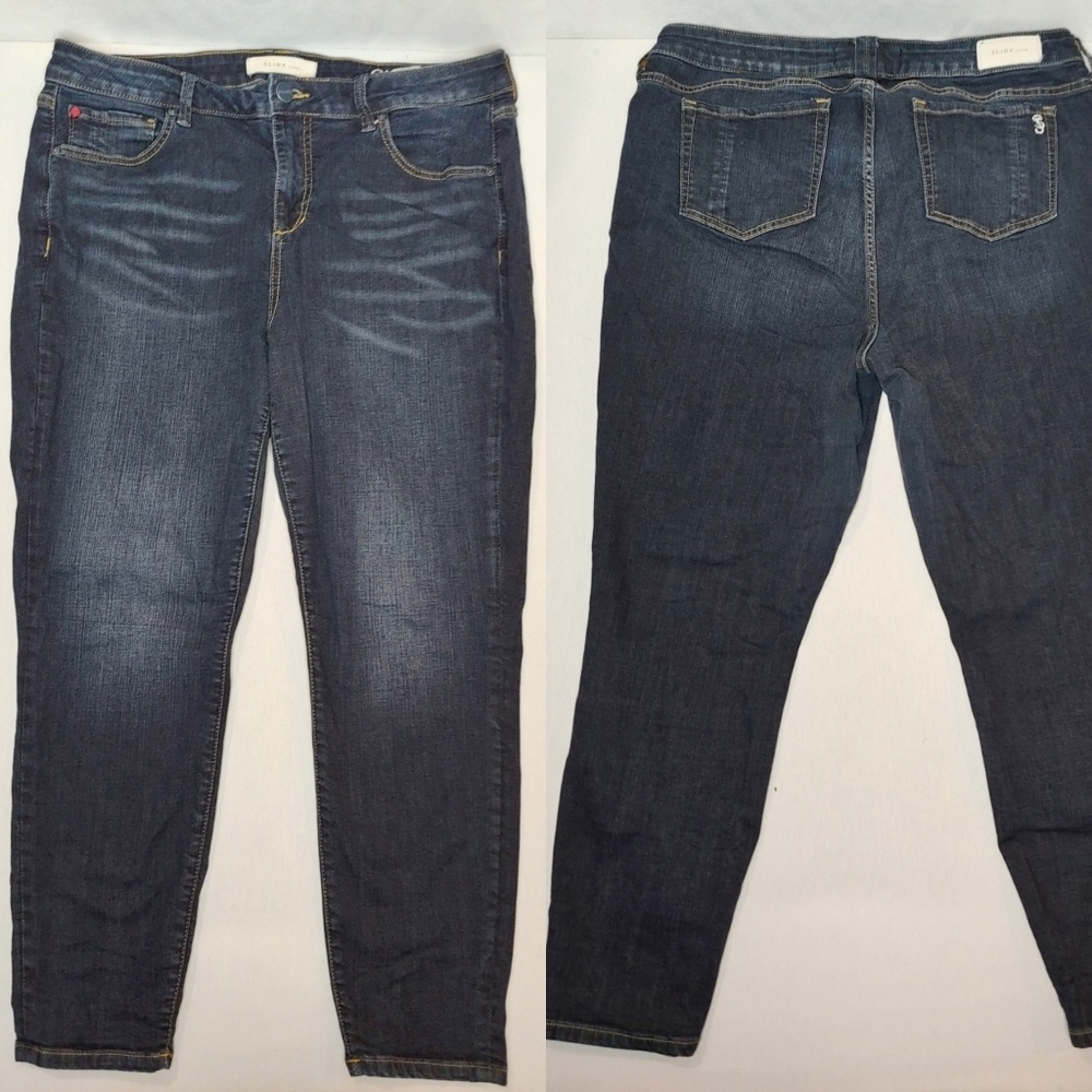 Slink Jeans High Rise Slim Skinny Eilza‎ Jeans 18 Curvy Medium Dark Wash Stretch